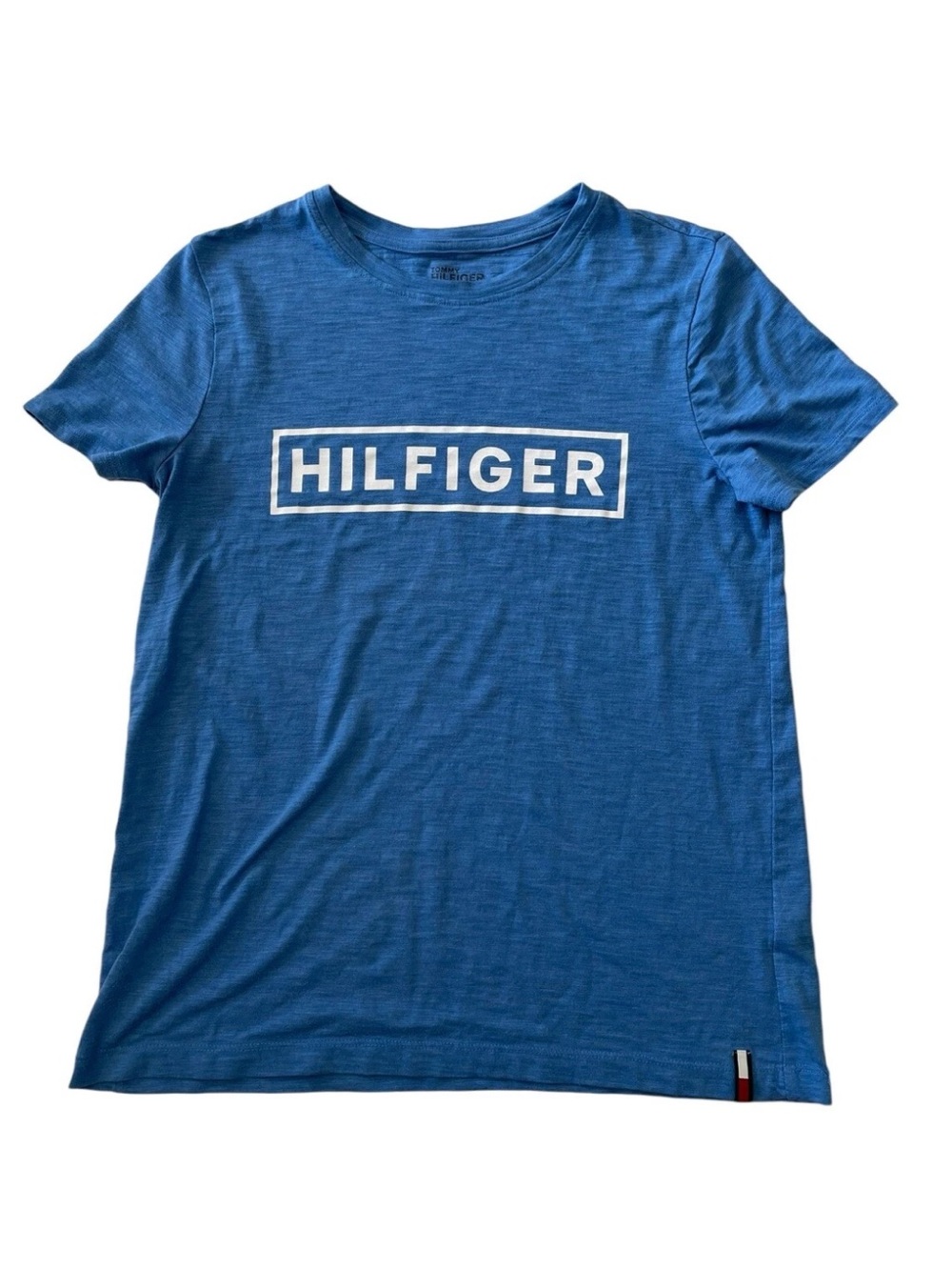 Tommy Hilfiger Casual Crewneck Tee in Blue and White Regular Fit. - Picture 1 of 6
